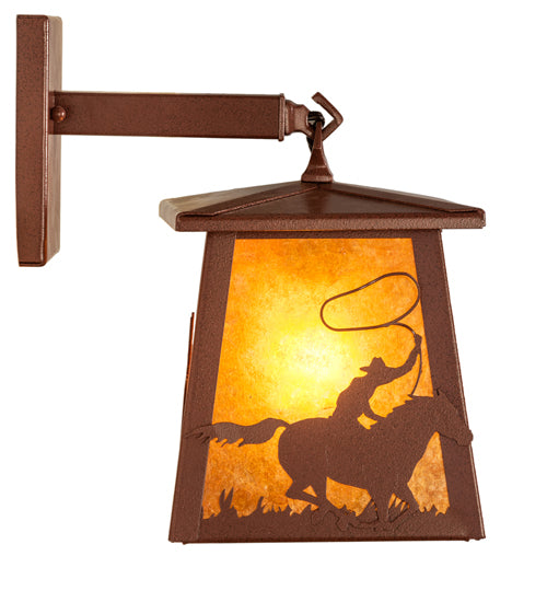 7.5" Wide Cowboy & Steer Hanging Wall Sconce