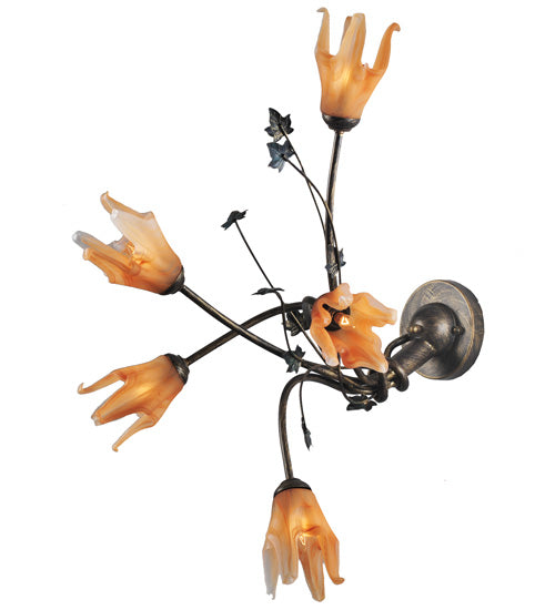 20"W Blossoming Tigerlily 5 Lt Wall Sconce