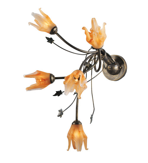 20"W Blossoming Tigerlily 5 Lt Wall Sconce