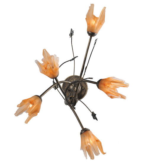 20"W Blossoming Tigerlily 5 Lt Wall Sconce