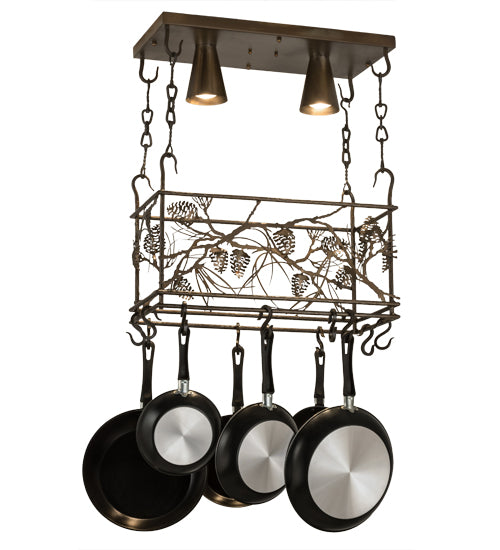 24" Long Whispering Pines 2 Light Pot Rack