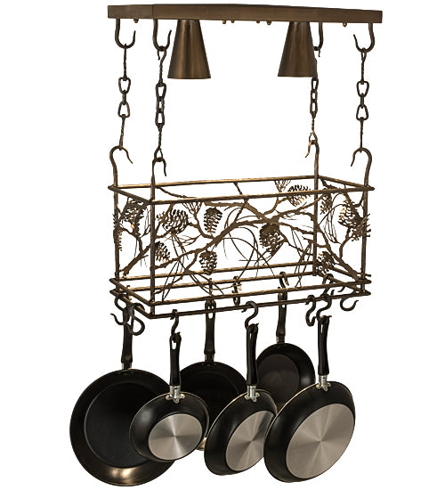 24" Long Whispering Pines 2 Light Pot Rack