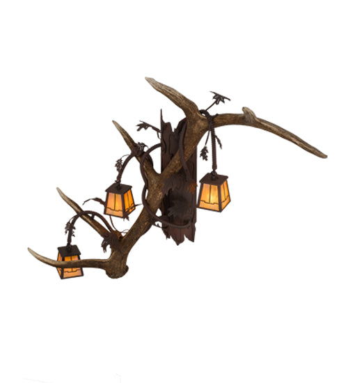 46" Wide Antlers Elk 3 Light Wall Sconce