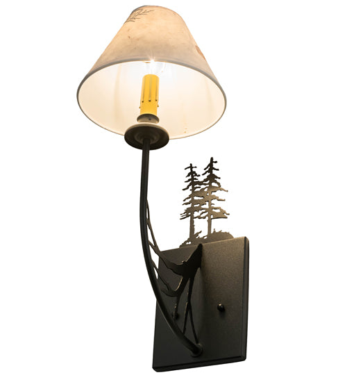 8"W Pressed Foliage Tall Pines Wall Sconce