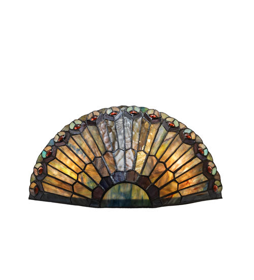 17" Wide Tiffany Jeweled Peacock Wall Sconce