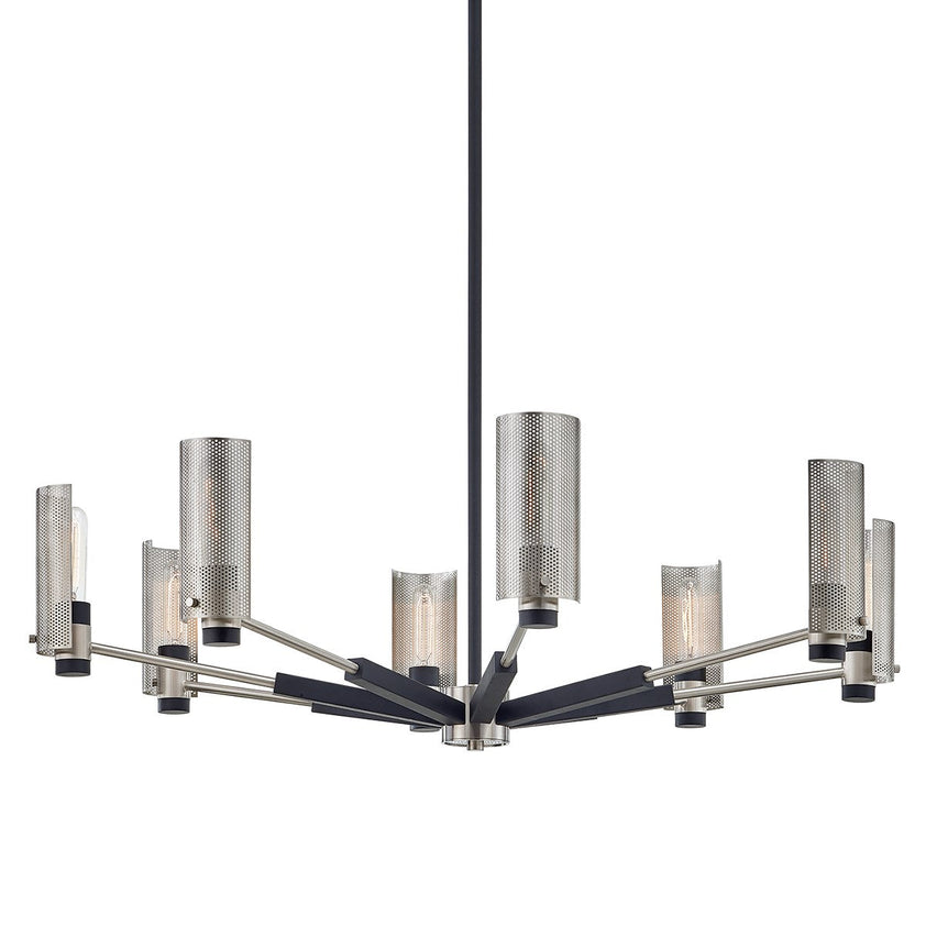 Pilsen Chandelier - Carb Blk W Satin Nick Accents