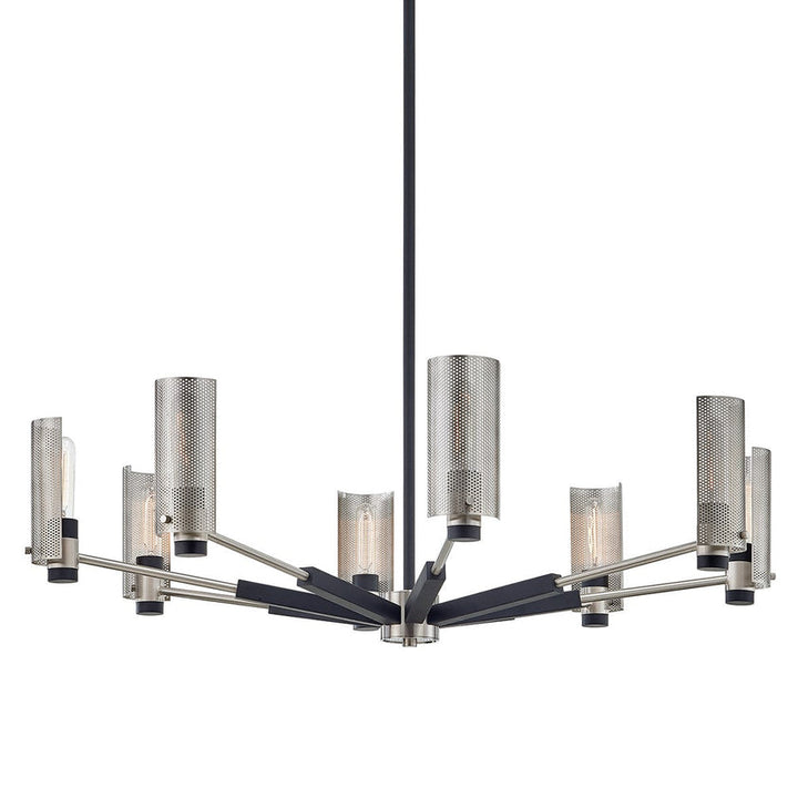 Pilsen Chandelier - Carb Blk W Satin Nick Accents