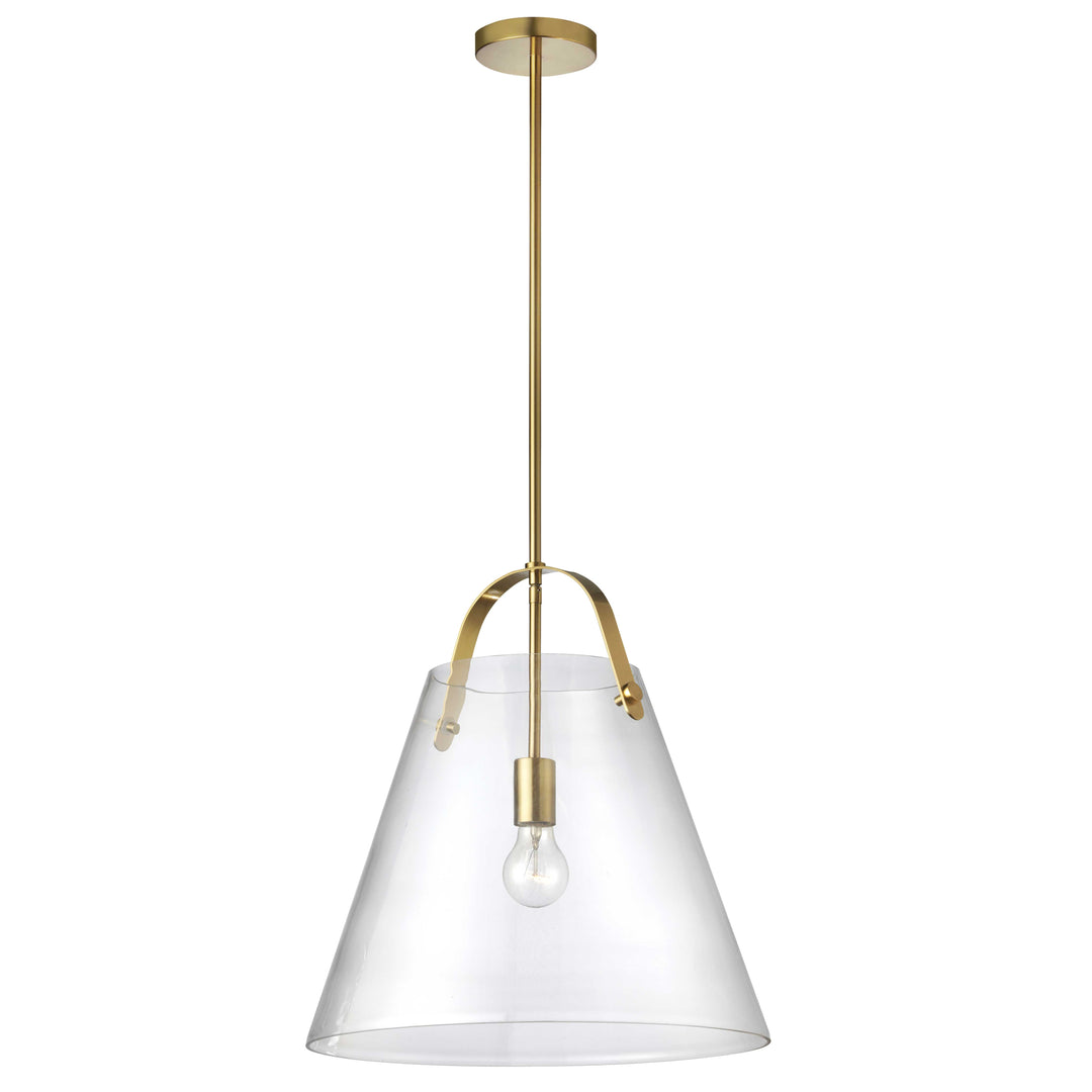 Dainolite 1 Light Incandescent Pendant, Aged Brass w/ Clear Glass