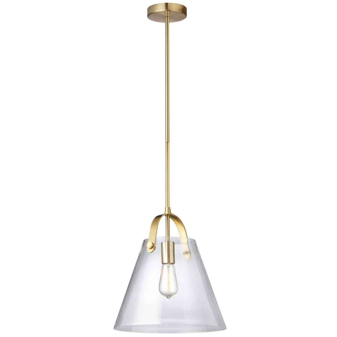 Dainolite 1 Light Incandescent Pendant Aged Brass Finish with Clear Glass