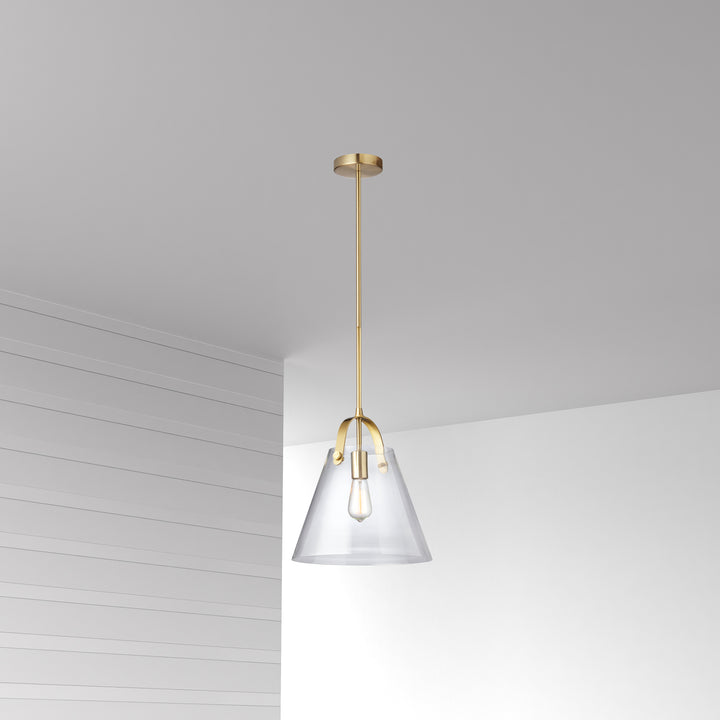 Dainolite 1 Light Incandescent Pendant Aged Brass Finish with Clear Glass