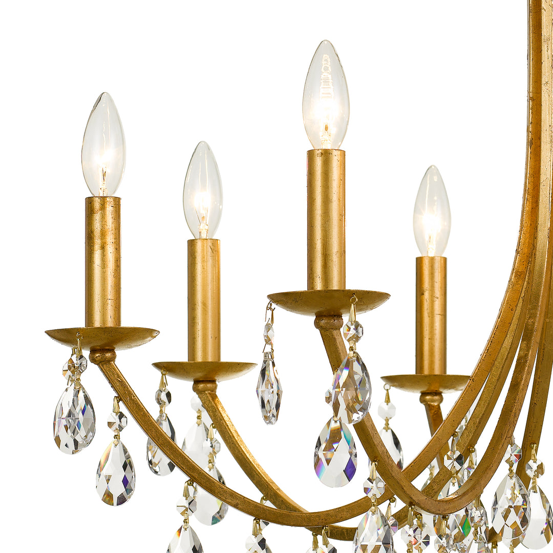 Crystorama Bridgehampton 8 Light Swarovski Strass Crystal Antique Gold Chandelier