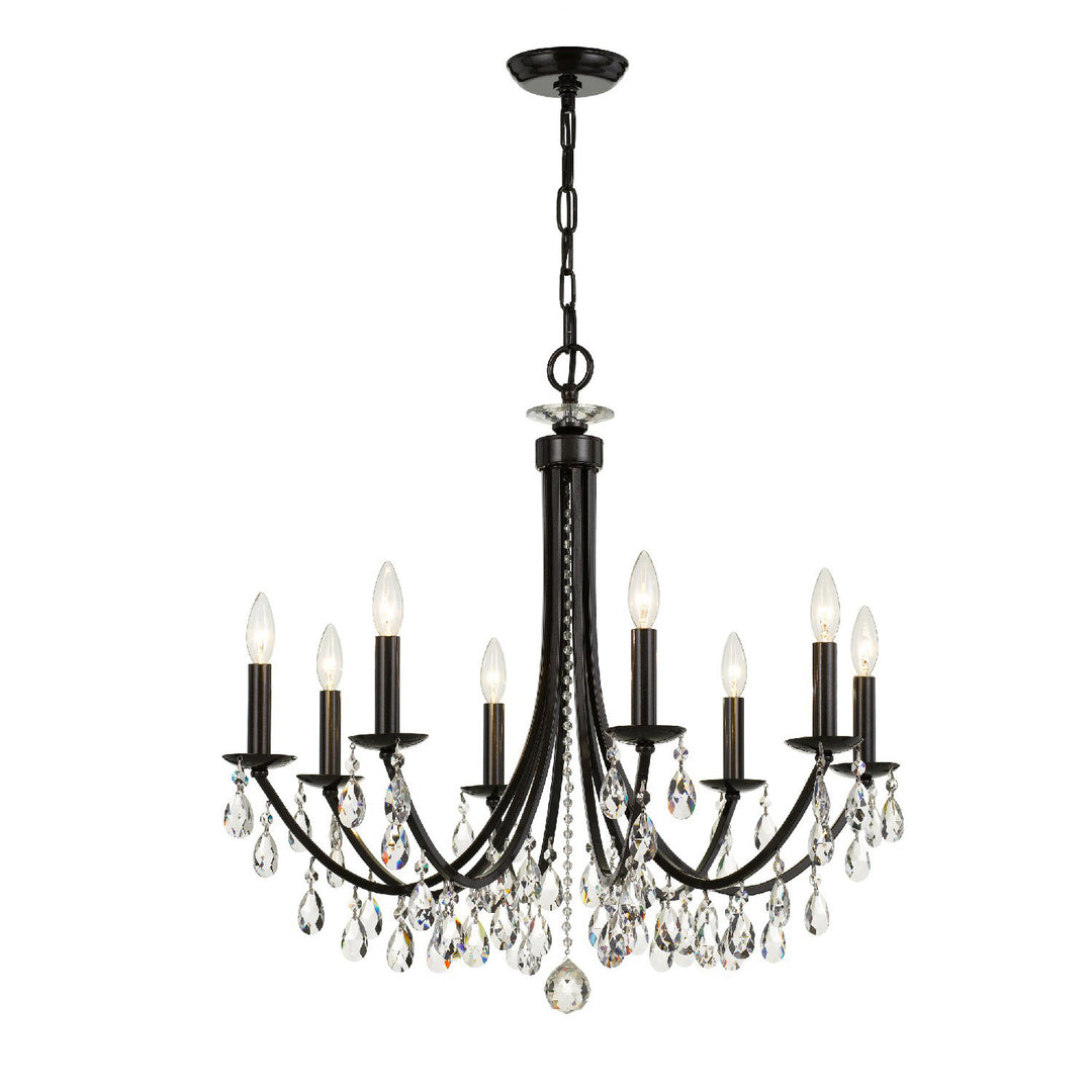 Bridgehampton 8 Light Swarovski Strass Crystal Antique Gold Chandelier