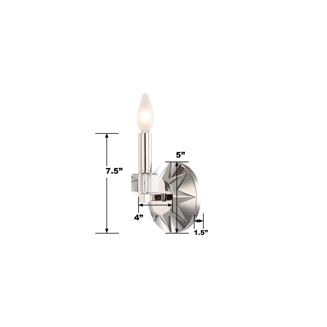 Crystorama Carson 1 Light Polished Nickel Sconce