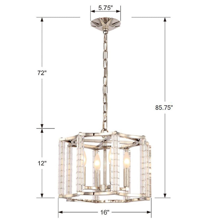 Crystorama Carson 4 Light Polished Nickel Mini Chandelier