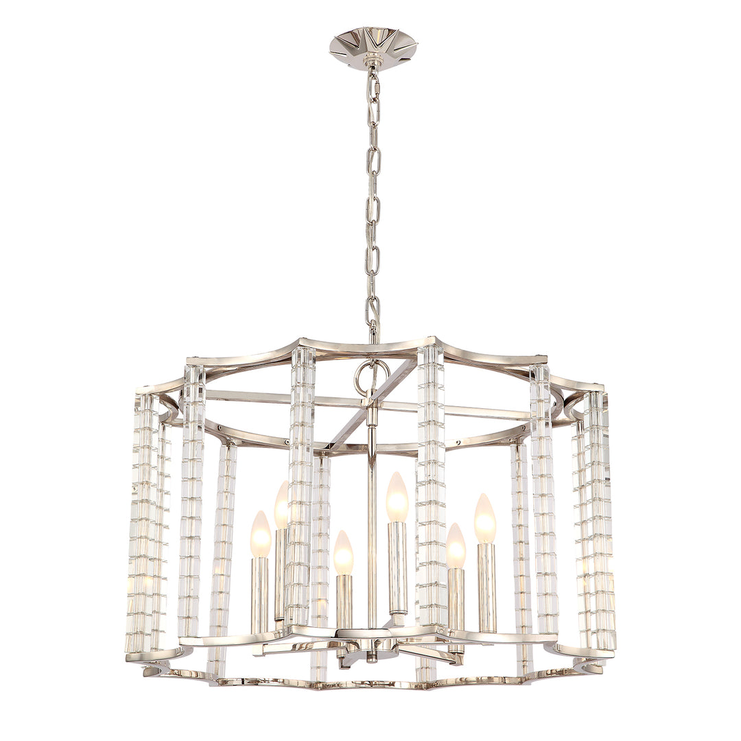 Crystorama Carson 6 Light Polished Nickel Chandelier