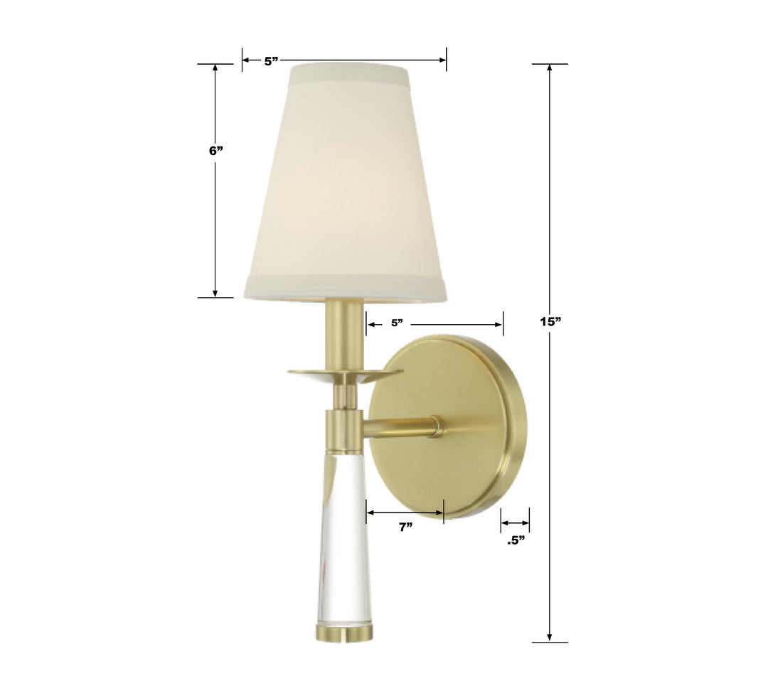 Crystorama Baxter 1 Light Aged Brass Sconce