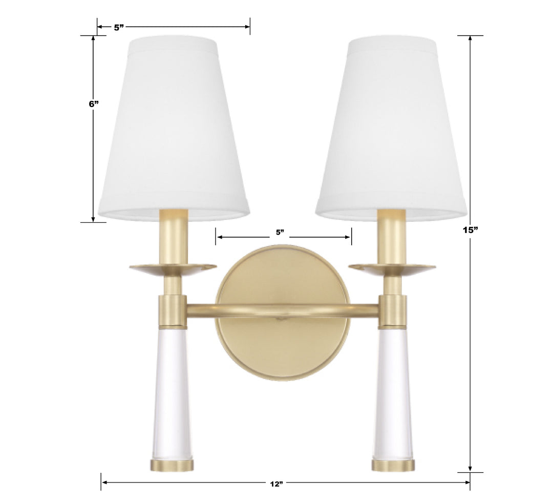 Crystorama Baxter 2 Light Aged Brass Sconce