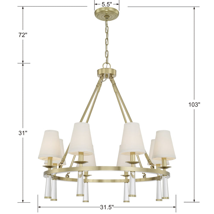 Crystorama Baxter 8 Light Antique Aged Brass Chandelier