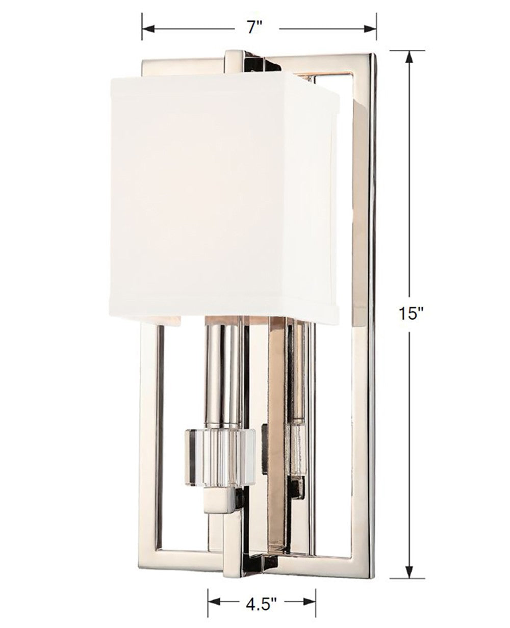 Crystorama Dixon 1 Light Polished Nickel Sconce