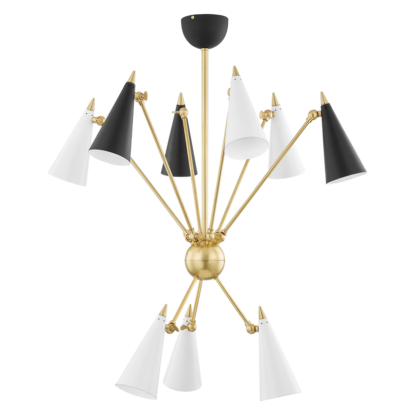 Moxie Chandelier - Aged Brass/Black White