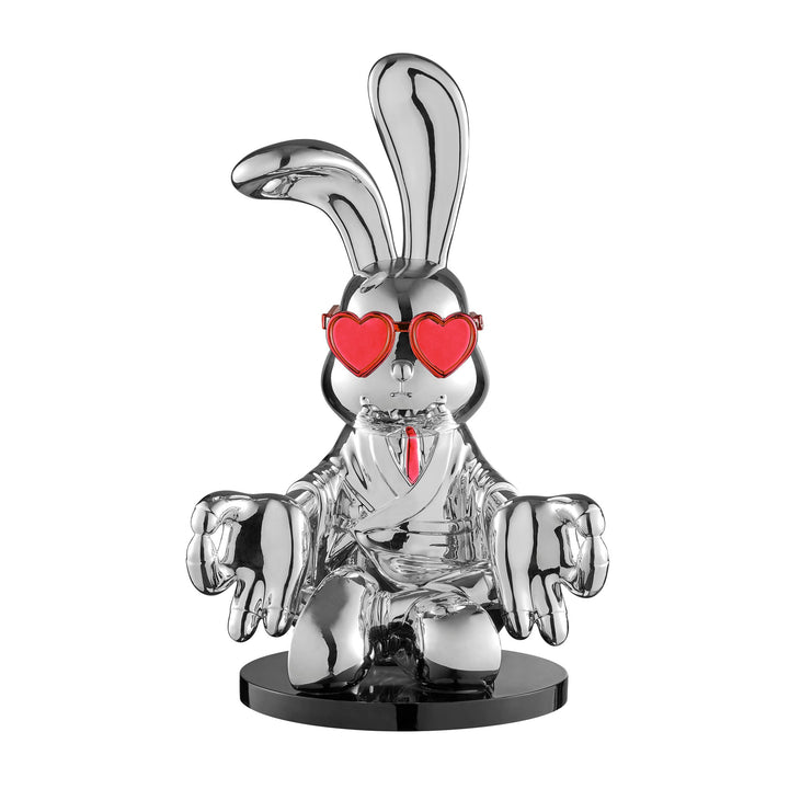 Sitting Rabbit with Red Tie and Glasses