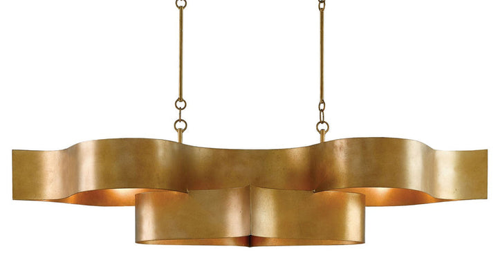 Grand Lotus Gold Oval Chandelier