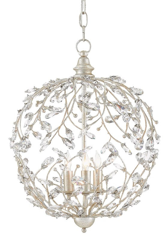 Crystal Bud Silver Orb Chandelier