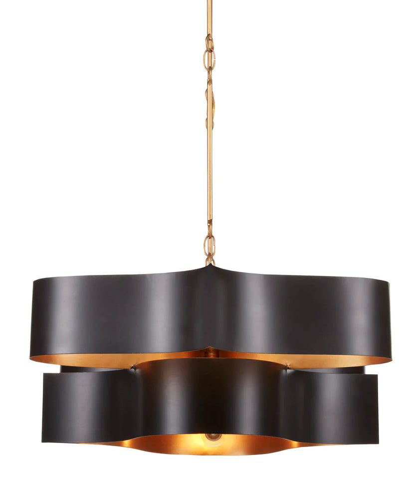 Grand Lotus Black Oval Chandelier