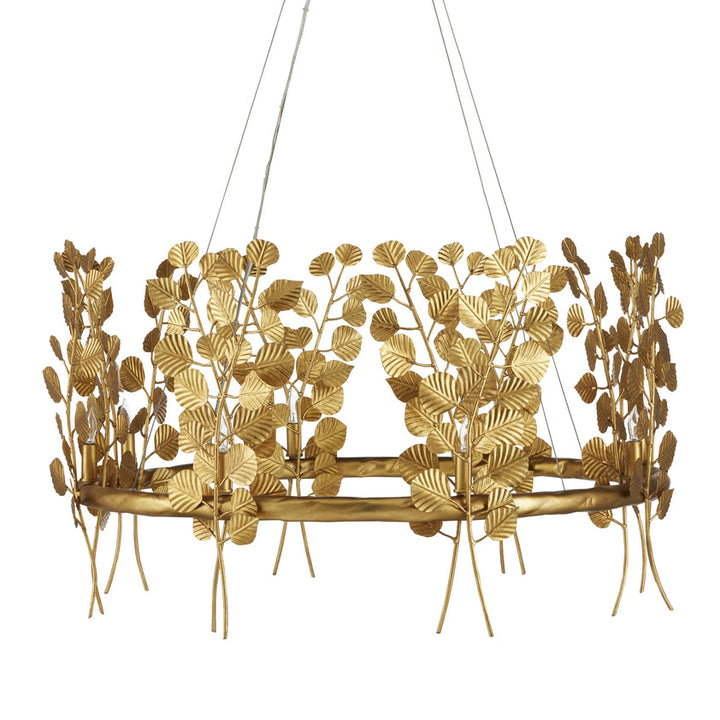 Golden Eucalyptus Round Chandelier