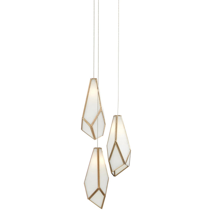 Glace White 3-Light Multi-Drop Pendant