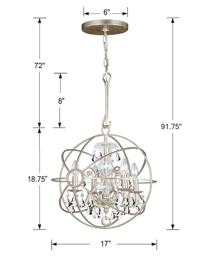 Crystorama Solaris 4 Light Olde Silver Mini Chandelier