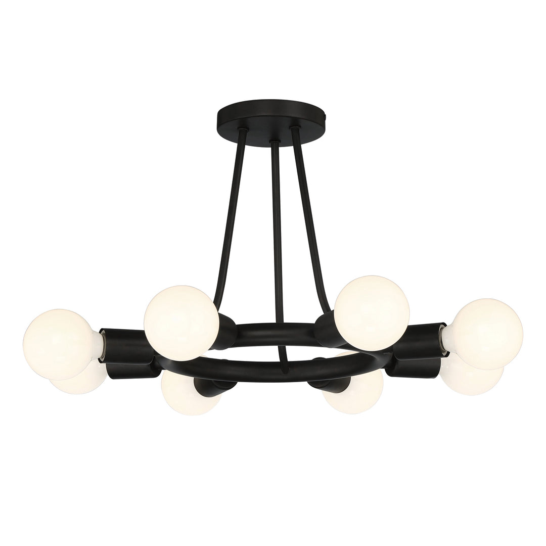 Dakota 8 Light Black Semi Flush Mount