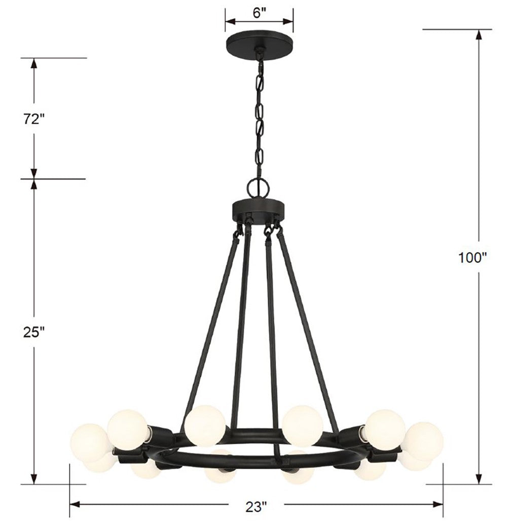 Crystorama Dakota 12 Light Black Chandelier