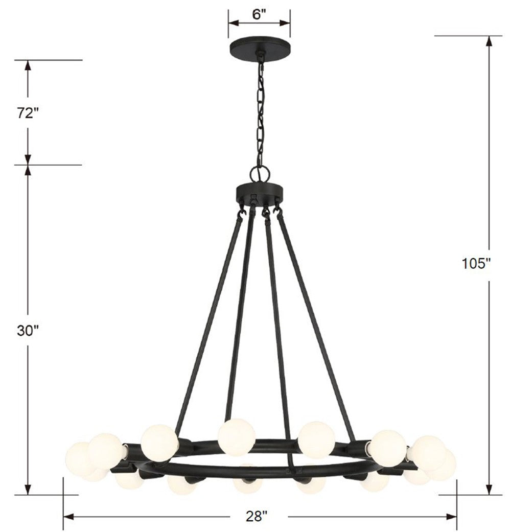 Crystorama Dakota 15 Light Black Chandelier