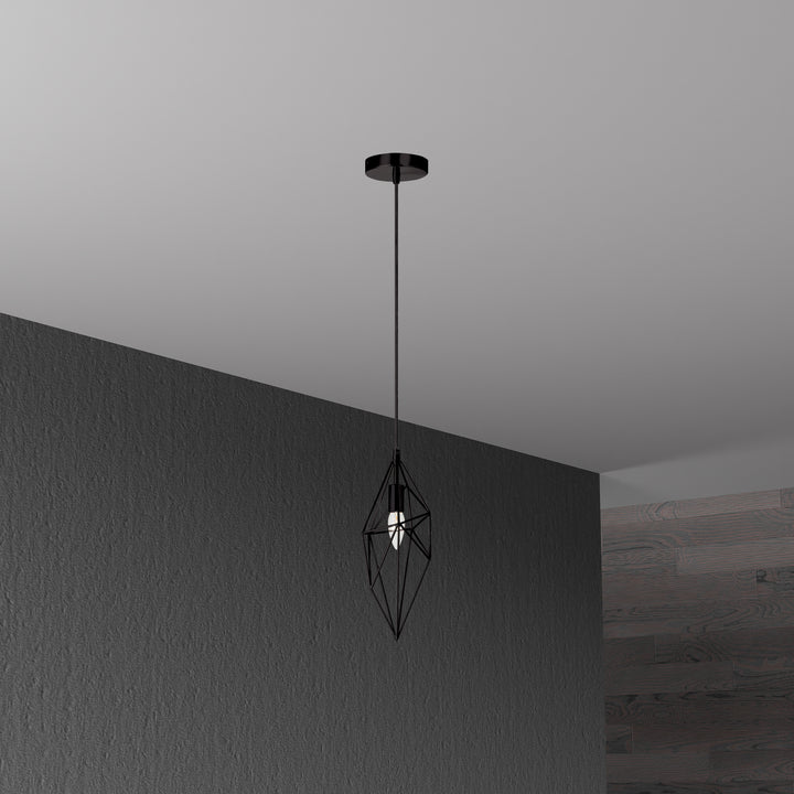 Dainolite 1 Light Incandescent Pendant, Black Finish