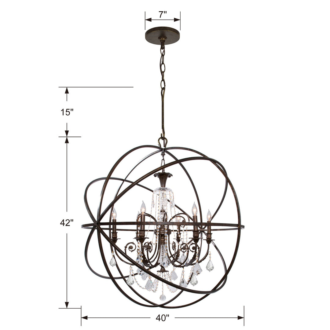 Crystorama Solaris 6 Light English Bronze Chandelier