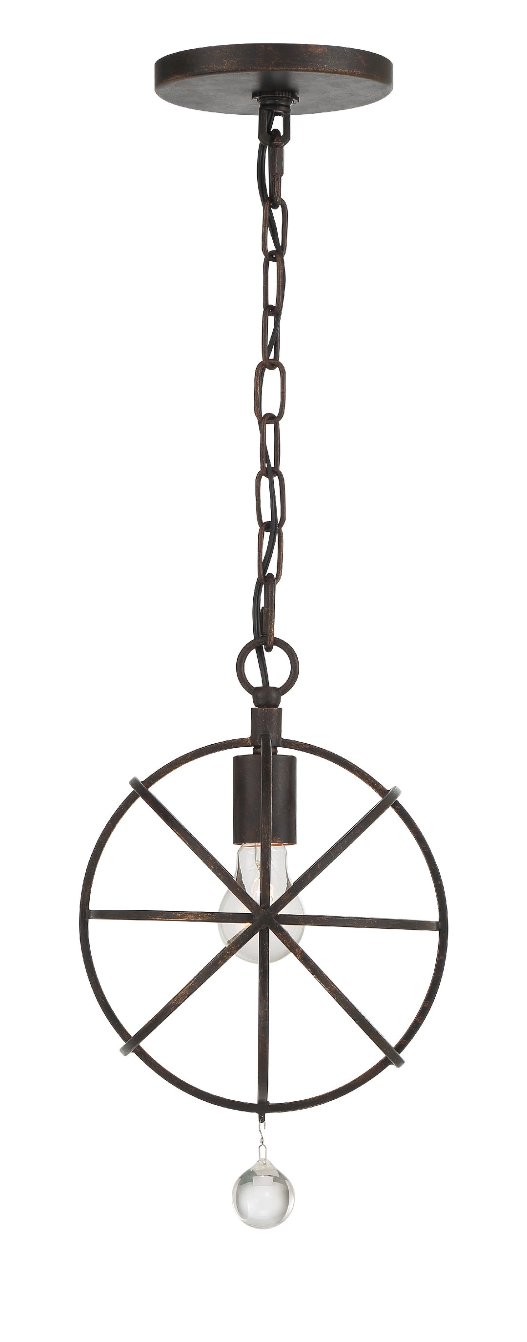 Crystorama Solaris 1 Light Black Mini Pendant