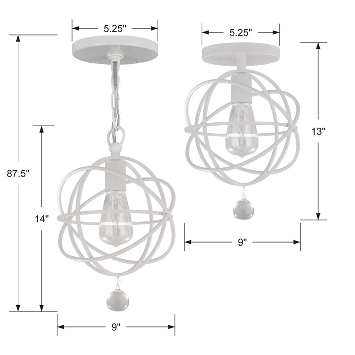 Crystorama Solaris 1 Light Black Mini Pendant