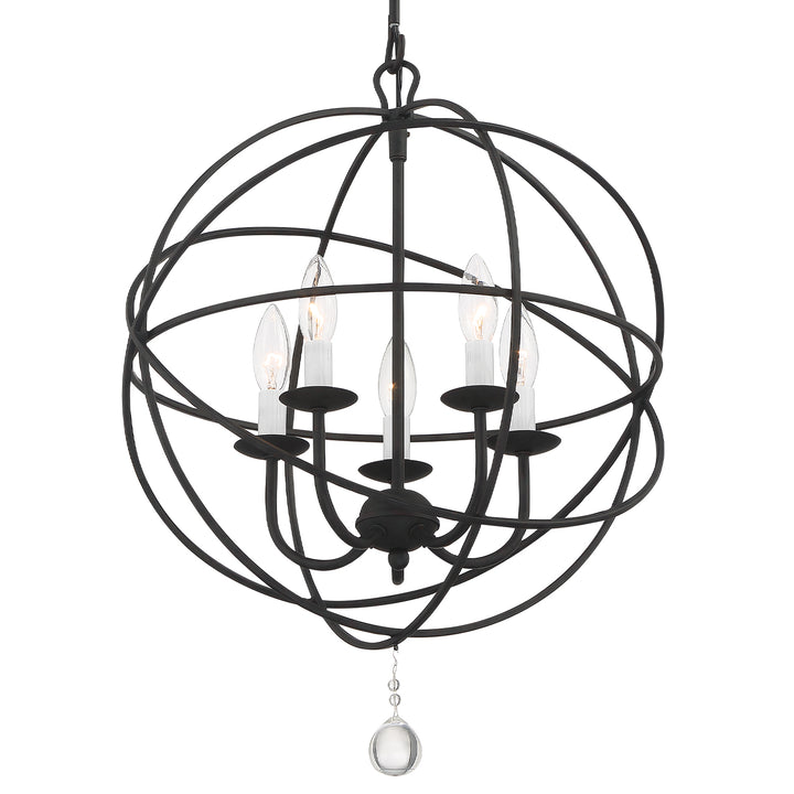 Crystorama Solaris 5 Light Black Mini Chandelier