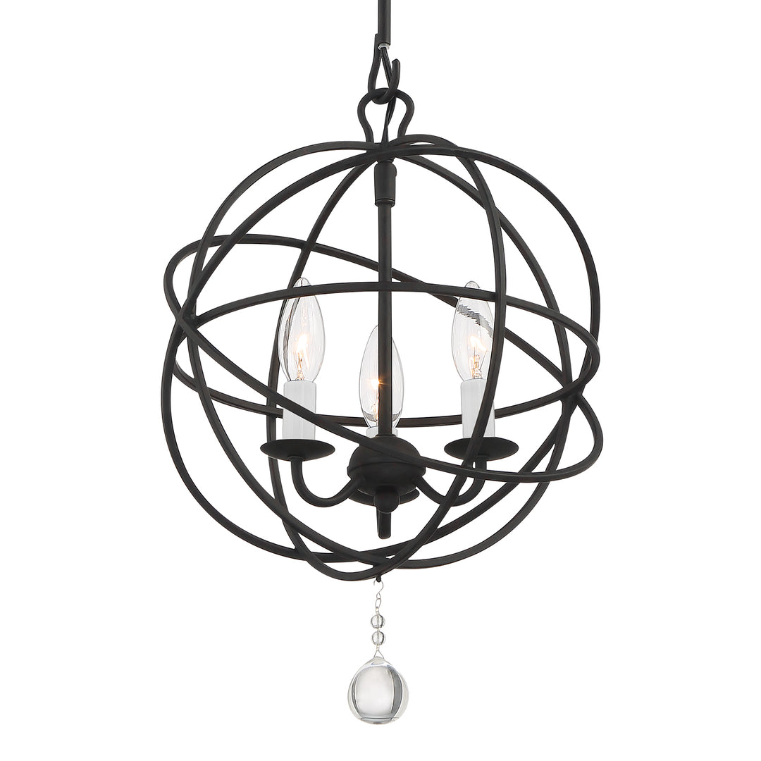 Crystorama Solaris 3 Light Black Mini Chandelier