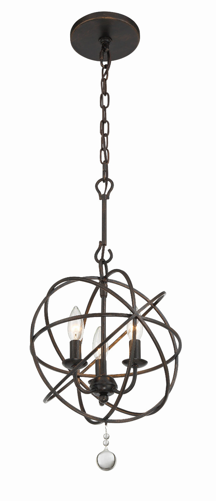 Crystorama Solaris 3 Light Black Mini Chandelier