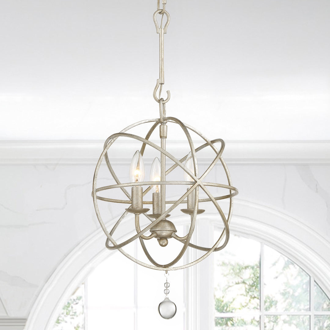 Crystorama Solaris 3 Light Black Mini Chandelier