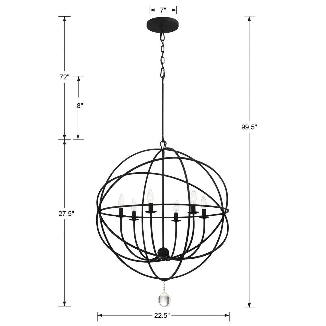 Crystorama Solaris 6 Light Black Chandelier