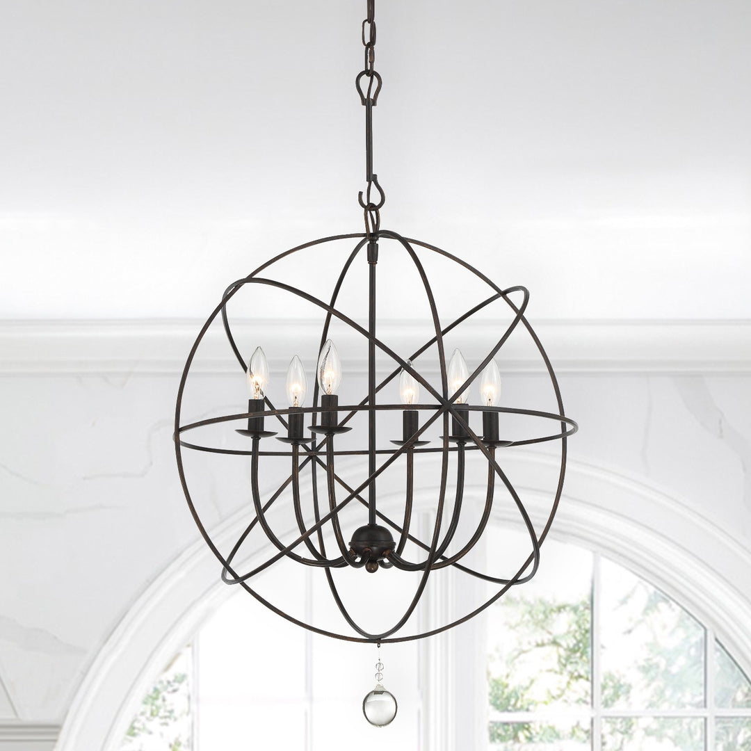 Crystorama Solaris 6 Light Black Chandelier