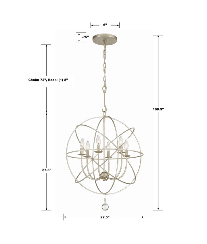 Crystorama Solaris 6 Light Black Chandelier