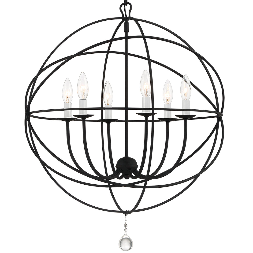 Crystorama Solaris 6 Light Black Sphere Chandelier