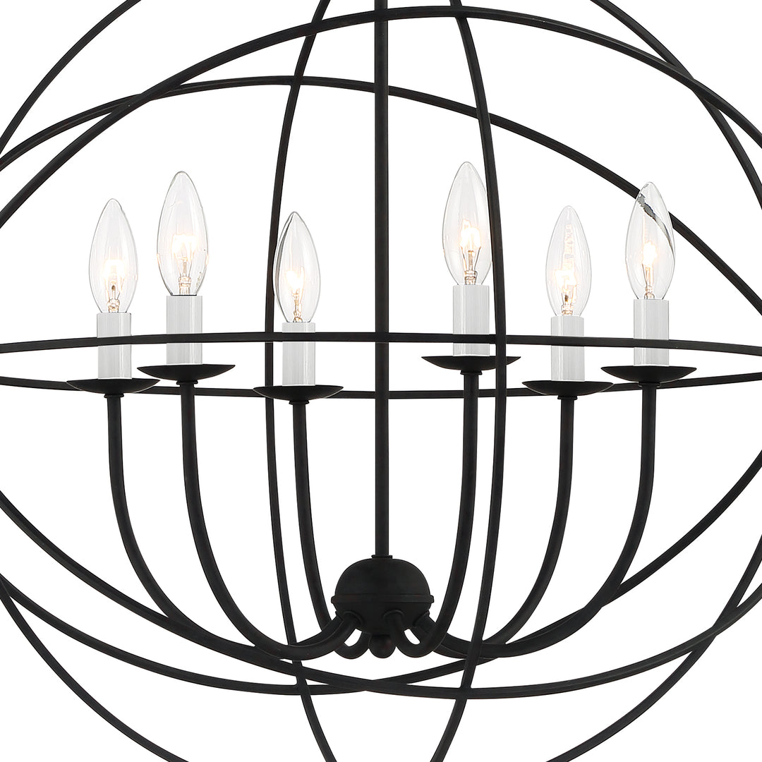 Crystorama Solaris 6 Light Black Sphere Chandelier