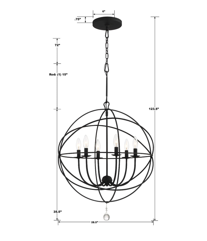 Crystorama Solaris 6 Light Black Sphere Chandelier