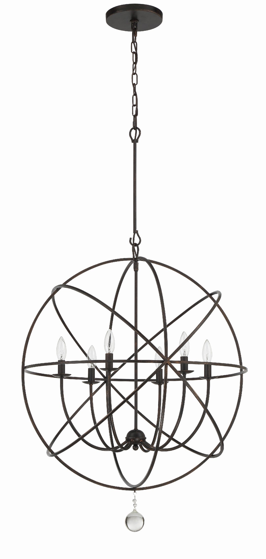 Crystorama Solaris 6 Light Black Sphere Chandelier