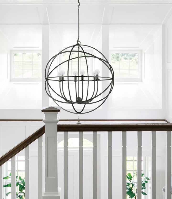 Crystorama Solaris 6 Light Black Sphere Chandelier